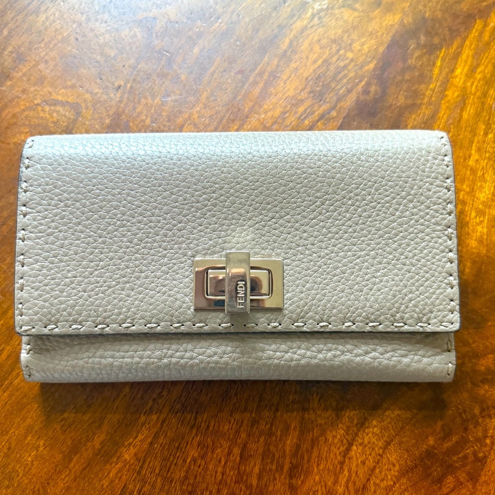 SOLD Fendi Peekaboo Selleria Bi-fold Long Leather Wallet Beige Taupe EUC